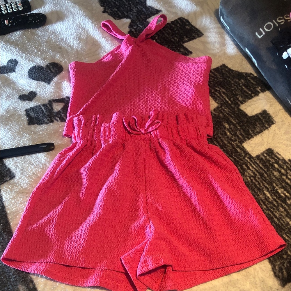 SHEIN Kids Vibrant Pink Halter Romper